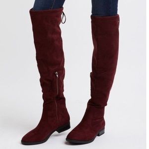 Wine Colored Over the Knee Boots